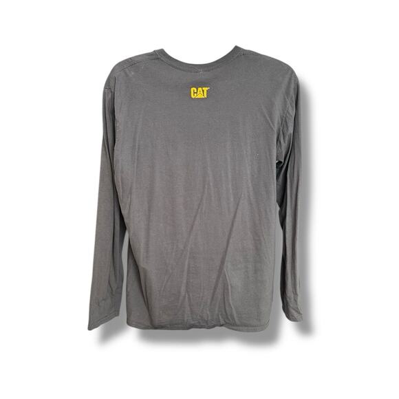Caterpillar CAT Long Sleeve Graphic Tee Gray Yellow Vintage Style XL Rare - Picture 3 of 6